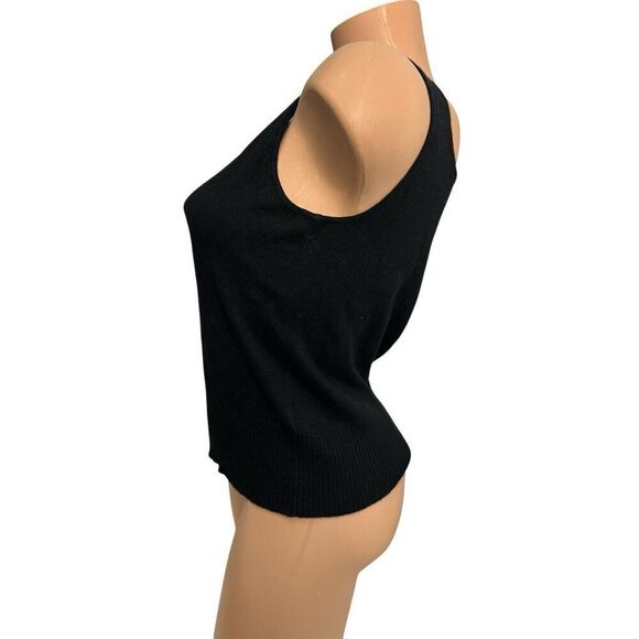Sigrid Olsen Small Petite Silk Black Beaded Eyelet Collar Sweater Tank Top Vest - Picture 3 of 7